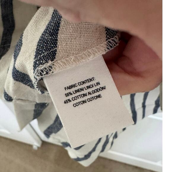 Derek Lam 10 Crosby Linen Cotton Nautical Boxy Striped Top Blue Cream 4 - Picture 6 of 6